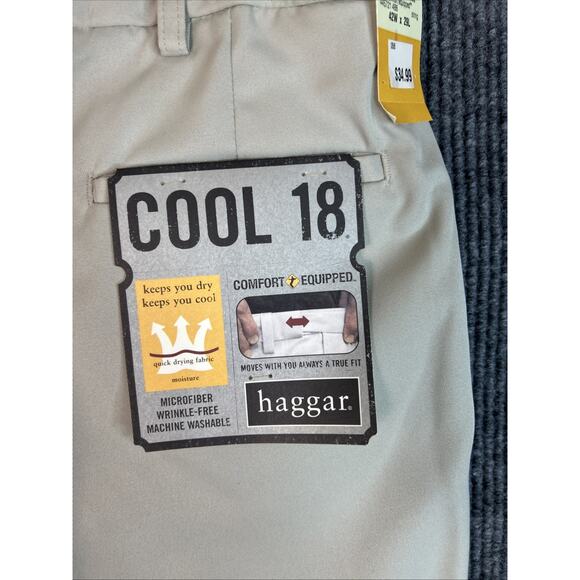 Vintage Haggar Mens Pleated Chino Dress Pants Size 42 Tan Preppy Business Office - Picture 3 of 10